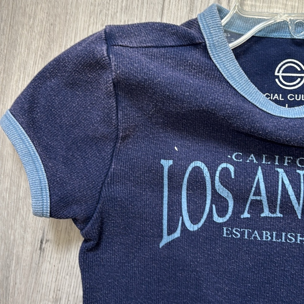 Navy Blue Kids T-Shirt with Light Blue Trim - Picture 7 of 8